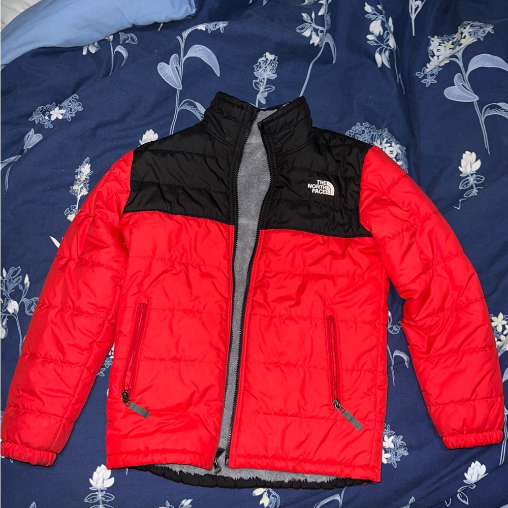 The North Face Vibrant Red and Black Puffer Jacket